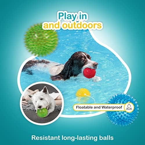 Dipperdap 3.5 אינץ 'כדורי כלבים ספייקי צעצועים כלבים חורקים | מנקה שיניים לחניכיים בריאות יותר | צעצועי